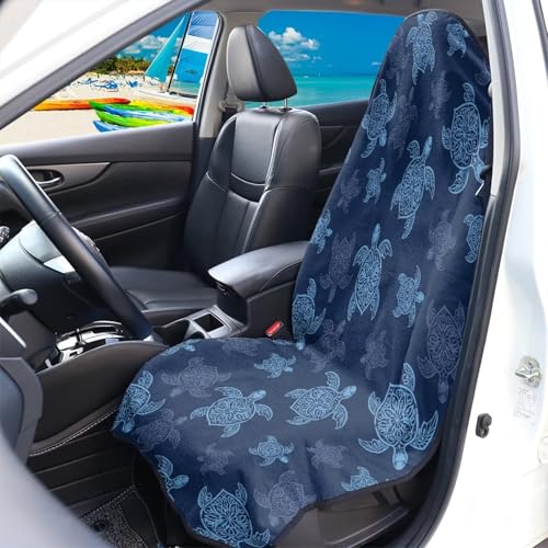 Image of Turtle Print Waterproof Sweating Car Seat Cover for Post Gym Workout Easy to Install Anti-Slip Back Fabric Automotive Vehicles Seat Cover Protectors Car Accessories