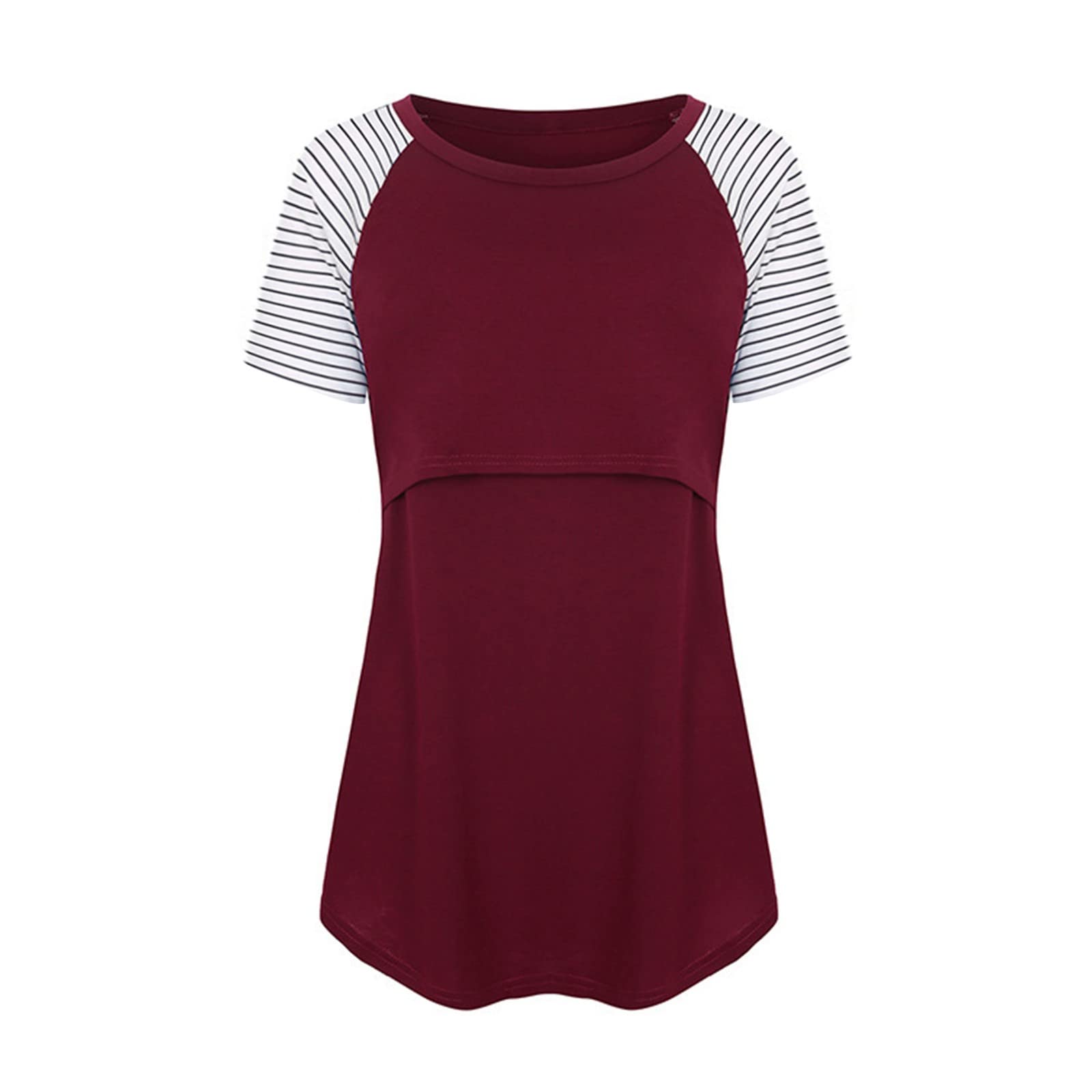 Lot de 3 t-shirts d'allaitement à manches courtes pour femme avec col rond et imprimé rayé
