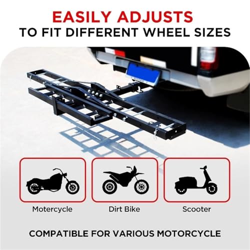 Porta motocicletas con montura de enganche para tráiler con rampa de carga fácil para motos y scooters miniatura 4