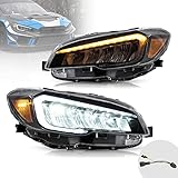 VLAND LED Reflective Bowl Headlights Compatible for [2015 -2021 Subaru WRX Limited / WRX STI / Base / Premium] With Welcome Running lights, Amber Reflector, (Not Fit LED Models and Models w/AFS/SRH)
