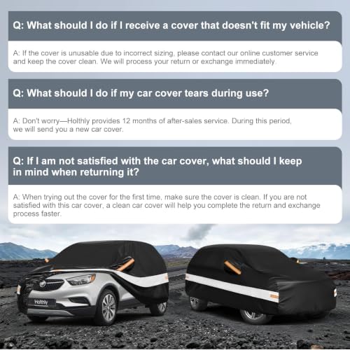 Image of 10 Layers SUV Car Cover Custom Fit for Buick Encore (2012-2026), Waterproof All Weather for Automobiles, Outdoor Full Cover Sun Dust Rain Protection with Cotton. Black