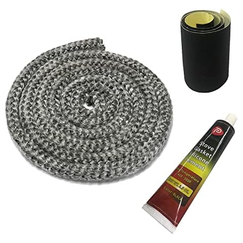 Protalwell Wood Stove Gasket, 1/2" Wood Stove Door Gasket Kit, High Temperture Resistant Gasket Rope Replacement for Stove or Fireplace Doors, Grey Color Fiberglass Gasket Cover