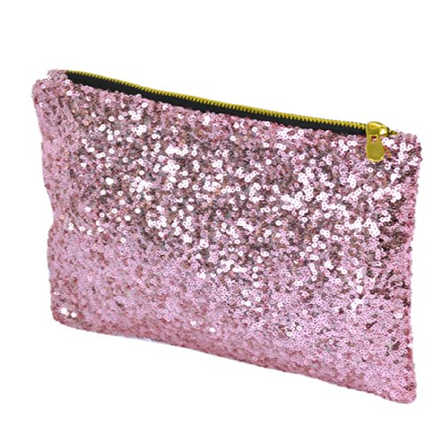 Black,pink,silvery,golden Dazzling Glitter Sparkling Bling Clutch Shiny Sequins Evening Party Bag Handbag (Pink)