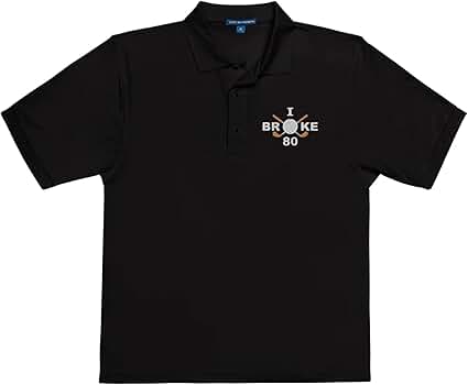 Amazon.com: Golf Shirt - I Broke 80 Men's Polo Black