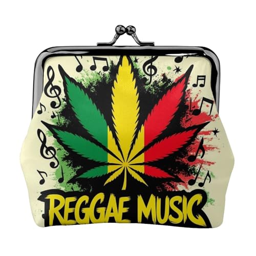 rasta flag weed leaves reggae music Coin Purses Vintage Pouch Kiss-Lock Change Purse Wallets