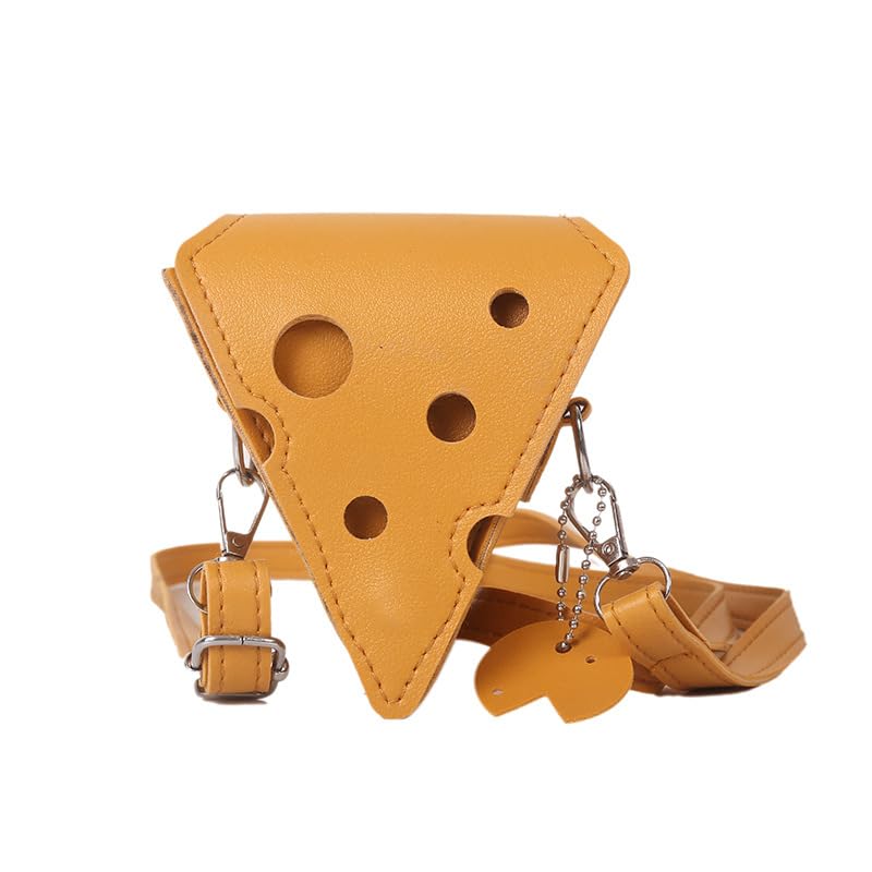 Novelty Cheese Design Crossbody Bag, Yellow Faux Leather, Mini Square Purse