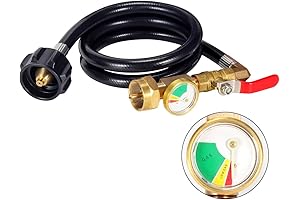 Propane Refill Adapter Hose with Pressure Gauge