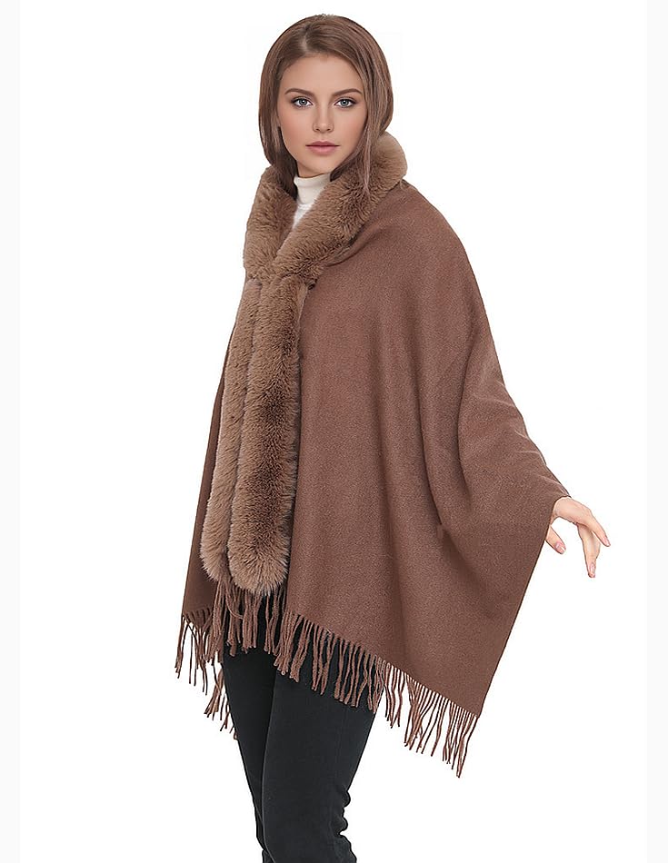 Women's Large Faux Fur Pashmina Shawl Wrap Stole Evening Dresses Cape Classic Cashmere Feel Scarf2