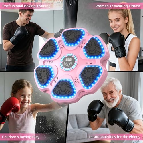 Image of Music Boxing Machine for Kids Adults, Smart Interactive Music Punching Machine with Gloves 11 Modes 9 Speeds Wall Mounted Electronic Boxing Punching Pad for Reaction Training Home Fitness Room Game
