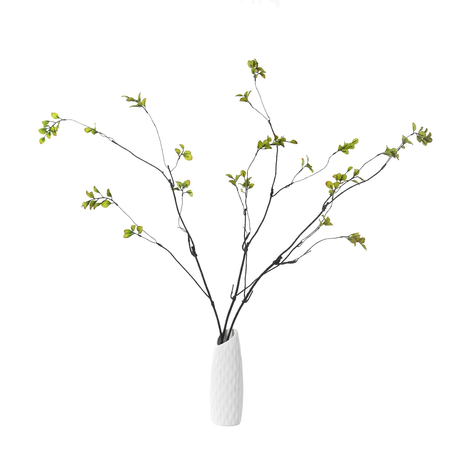 Funsveta 3pcs Artificial Ficus Branches, 38 Inch Faux Eucalyptus Stems, Green Fake Greenery for Vase Filler, Home Decoration (A-Green)