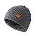 FUQILA 100% Merino Wool Cuff Beanie Hat, Unisex Warm Winter Caps Soft, Breathable & Cozy Stretchy Knitted Cuffed Cap (Grey)