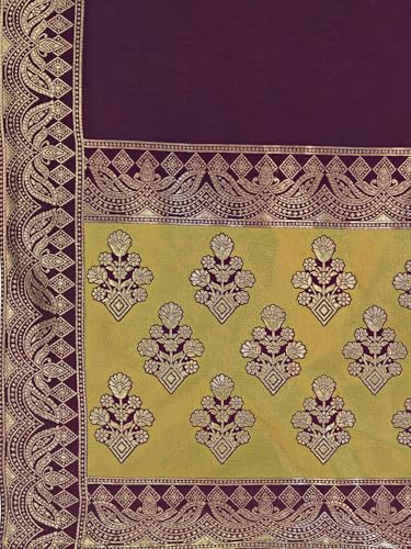 Image of PURVAJA Women's Kanjiwaram Semi-Stitched Lehenga choli