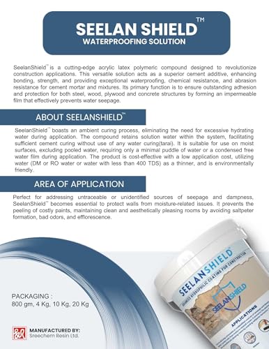 Image of IQsolv SEELANSHIELD : (4kg) Strong waterproof coating that resists chemicals and abrasion. Prevents leaks and dampness - ideal for roofs, tile joints, bathrooms, and kitchens.