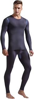Beokeuioe Men's Inner Fleece Warm Winter Underwear Long Sleeve Thermal Undershirt Cotton Men's Thermal Underwear Long Inner Fleece Warm Winter Underwear Ski Underwear