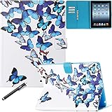 NewShine iPad 2 Case, iPad 3 4 Case Colorful Smart PU Leather Stand Cover with Card Holder for Apple