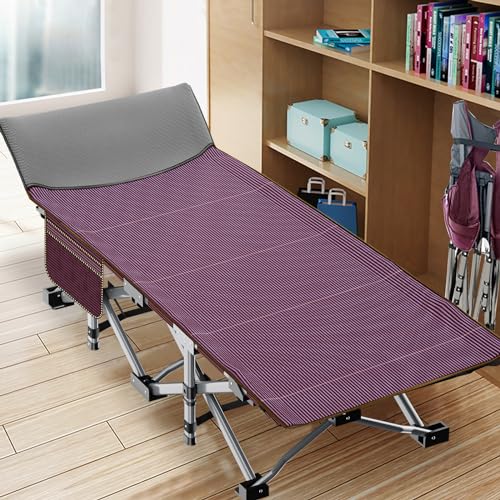 Image of ABORON Camping Cot for Adult 28 inch Extra Wide, 2PK Heavy-Duty 1200D Oxford Cot for Sleeping, Portable Folding Camp Bed with Mat & Carry Bag