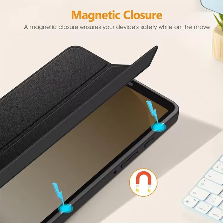 Image of TechTrendz Trifold Stand Smart Flip Case for Samsung Galaxy Tab A11 Plus [SM-X230, SM-X235, SM-X236] Support S Pen Magnetic Attachment Shockproof Auto Wake /Sleep Flip Cover A11+ (Black)