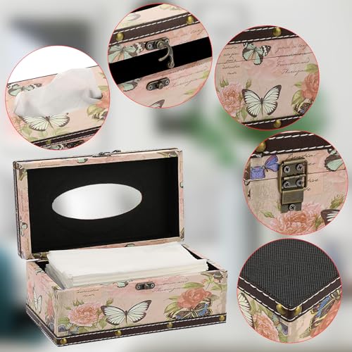 TOLIDA PU+ Wood Rectangular Tissue Box Cover - Retro Household Tissue Box Holder Organizer, Tissue Paper Dispenser for Bathroom - Image 2