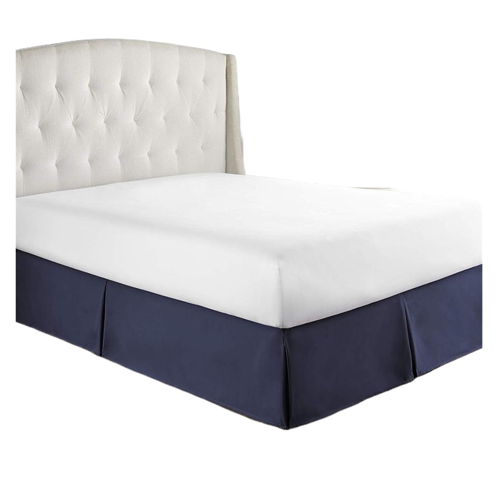 Vestiletto Gonna da letto plissettata su misura con tessuto resistente - Altezza 35 cm (14 pollici) (senza lenzuolo)(DEEP BLUE,160x190x35 cm)