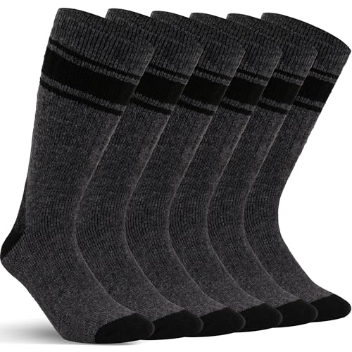 Image of Alvada Mens Merino Wool Crew Socks Thermal and Warm Socks for Winter Work Hiking Running 3 Pairs