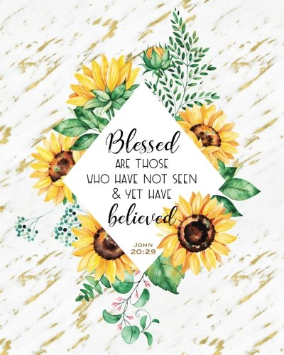 Blessed are those: Bible Quote Sunflower Gold Marble Blank Bullet Journal, 160 Dot Grid Pages, 8 x 10 Blank Bullet Journal Notebook with 1/4 inch Dotted Paper, Perfect Bound Softcover