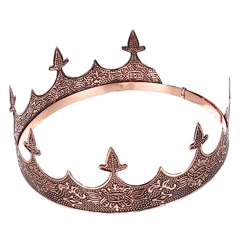 Happyyami Couronne Vintage en Métal Effet Cuivre Ancien Accessoire de Couronne pour Homme Royale Coiffure de Performance pour Soirées et Costumes de Roi