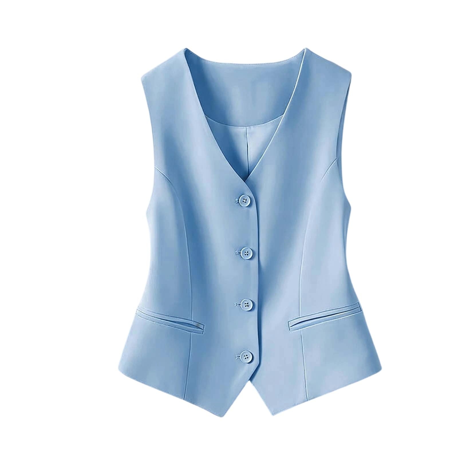 Gilet De Costume pour Femme Gilet sans Manches Veste Waistcoat avec Boutons Gilets Formel Affaires Élégante pour Mariage, Fête d'affaires, Tenue Quotidienne