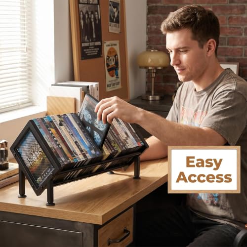 Image of PUTNATRURE DVD Blu ray Rack 2 Pack, Expandable Media Shelf Holds 52 DVD Cases, Compact Display Organizer for Video Games and Movies, Black