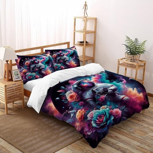 Housse de couette 3D ciel étoilé respirante et anti-plis en microfibre durable
