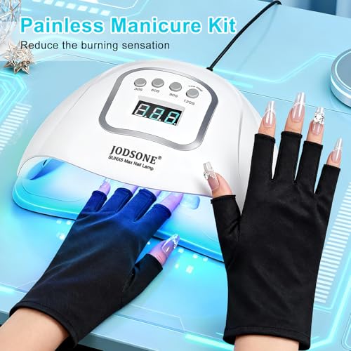 Image of JODSONE U V LED Nail Lamp with Gloves Kit, Nail Dryer for Gel Nails Professional for Home and Salon