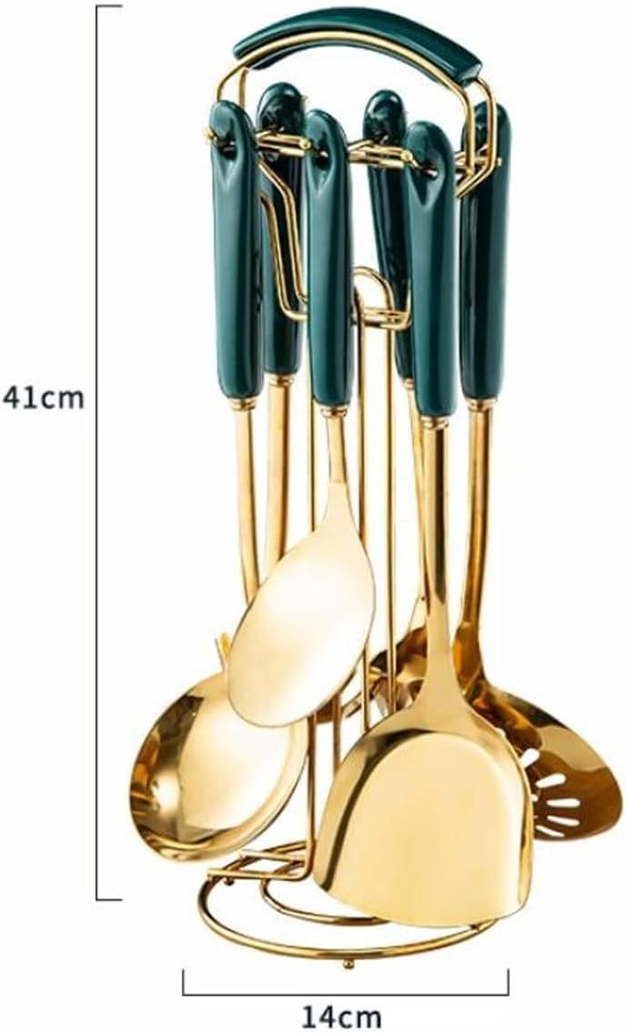 Cooking Utensils Sets Spoons for Cooking Spatulas Stainless Steel Cookware Dining Gadgets Spatulas Spoons 7 Pieces Kitchen Tools (Pink)