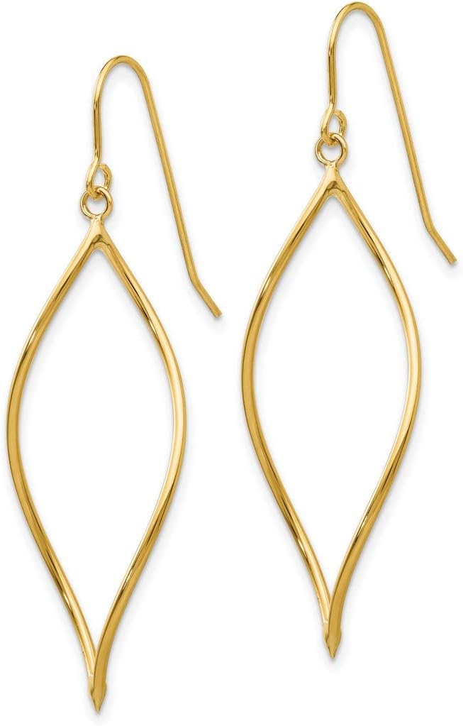 Polished Two Wire Twisted Shepherd Hook Dangle Earrings in Real 14k Gold - Image 2