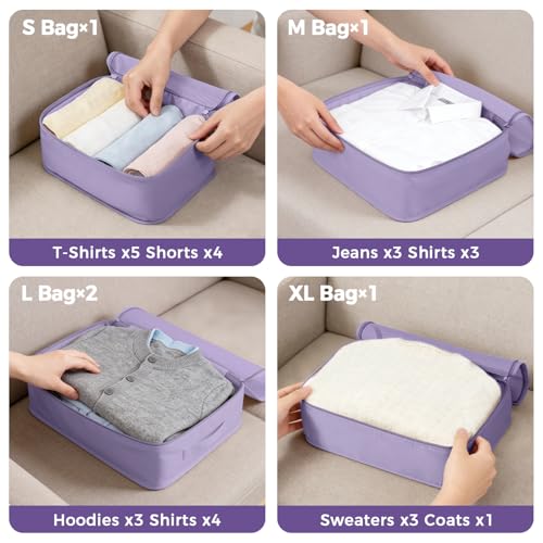 Image of BAGAIL 9 Set Packing Cubes with Packing List Luggage Packing Organizers for Travel Accessories (Dusty Purple)