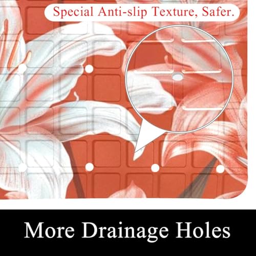 Tapis de bain antidérapant Art Lilies extra long séchage rapide pour la douche