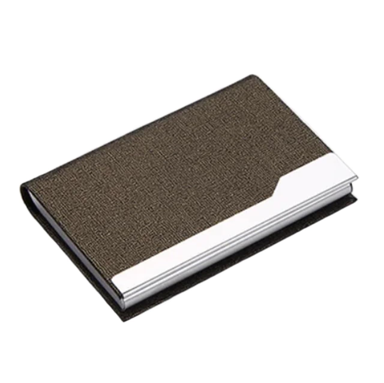Vaeltor Coffee 6Pcs Pu Leather Business Card Case Exhibition Gift Stainless Steel Metal Holder(Coffee)