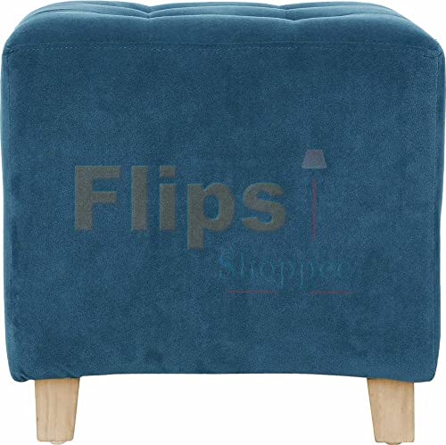 Image of Pouffes Bench Sitting Stool for Living Room Patio Kitchen Bench Puffy Wooden Mudda Ottoman Stools Footstool Pouf Square(Blue)