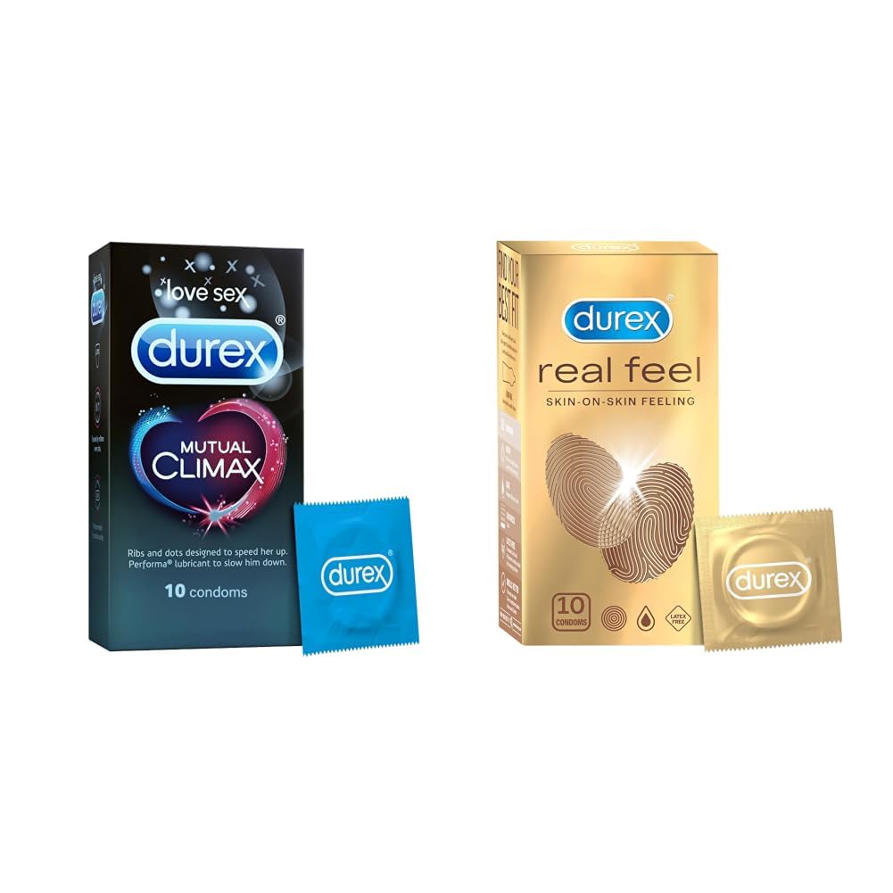 Durex Mutual Climax Condoms for Men & Women - 10 Count |Extra Dotted and Ribbed for Pleasure | Performa Lubricant for Long Lasting Climax Delay|Suitable for use with lubes & toys & Real Feel Condoms-image-13