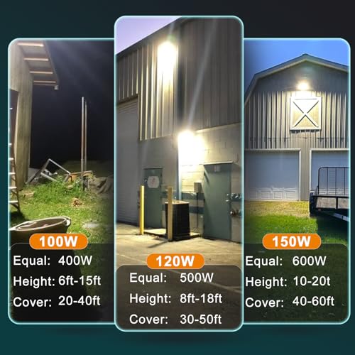 Image of Lightdot 10 Pack 100W Wall Mount Wall Pack, 100-277V, 15000LM Dusk-to-Dawn, 6KV, IP65 ETL, 30ft Coverage Area, Wall Pack LED Exterior Light for Parking Lots /Building Exteriors /Yard /Factory