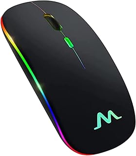 LED Rechargeable Wireless Mouse, 2.4G Slim Wireless Silent Computer Mouse with USB and Type C Receiver Compatible with Notebook, Computer, PC, Laptop, Computer, MacBook and All Type-C Device