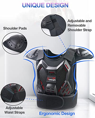StarknightMT Kids Dirt Bike Gear - Youth Motorcycle Gear Riding Protective Motocross Armor Suit Chest Protector for Boys Girls Biking Cycling Skating Off-Road, Black - Thumbnail 2
