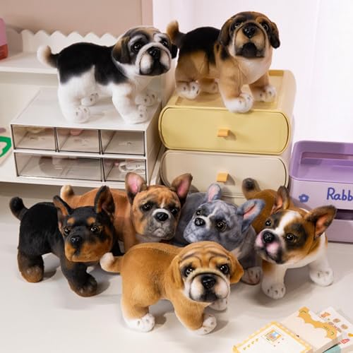 Xiyocadt 22cm Französische Bulldogge Kuscheltier,Niedlich Französische Bulldogge Stofftier,Simuliertes Tier Hund,Kindliche Gesellschaft Trost Stofftier Spielzeug Geschenke für Jungen Mädchen (Grau)