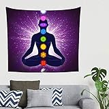 Indien Buddhismus Wandteppich Chakra Buddha Wandbehang Tapisserie Bohemian Mandala Wandtuch Strandtuch Picknickdecke Wanddeko für Schlafzimmer Wohnzimmer Lila 150x100cm