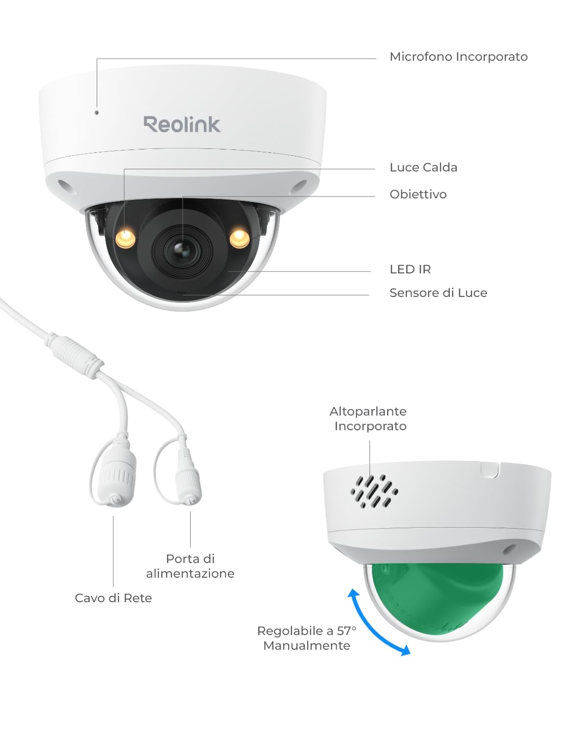 Reolink 4K Telecamera Esterno PoE, IK10 Antivandalo, NON PTZ, RLC-840A | Visione Notturna a Colori, Rilevamento di Uomo/Veicolo/Animale, Audio Bidirezionale, Angolo Ampio 125°, Supporta microSD