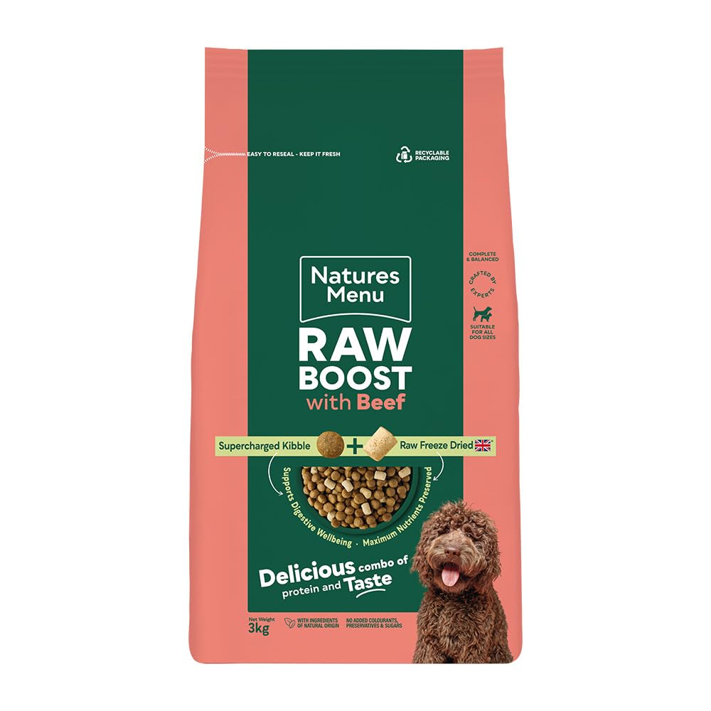 Natures Menu Raw boost Dry Food for Dogs with Beef - 3kg