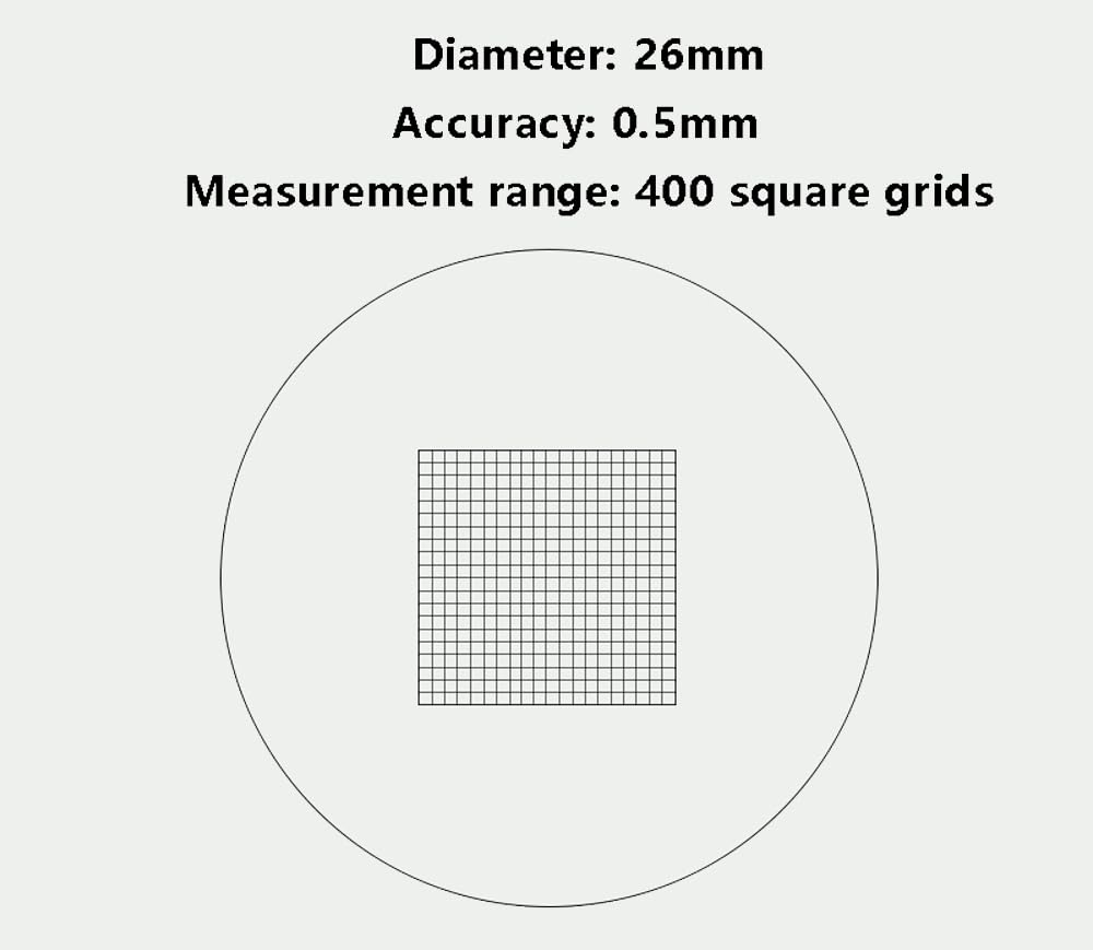 Okularmikrometer for genaue mikroskopische Messungen – for metallografische Analyse 1 Stück(26mm//0.5mm//400 grids)