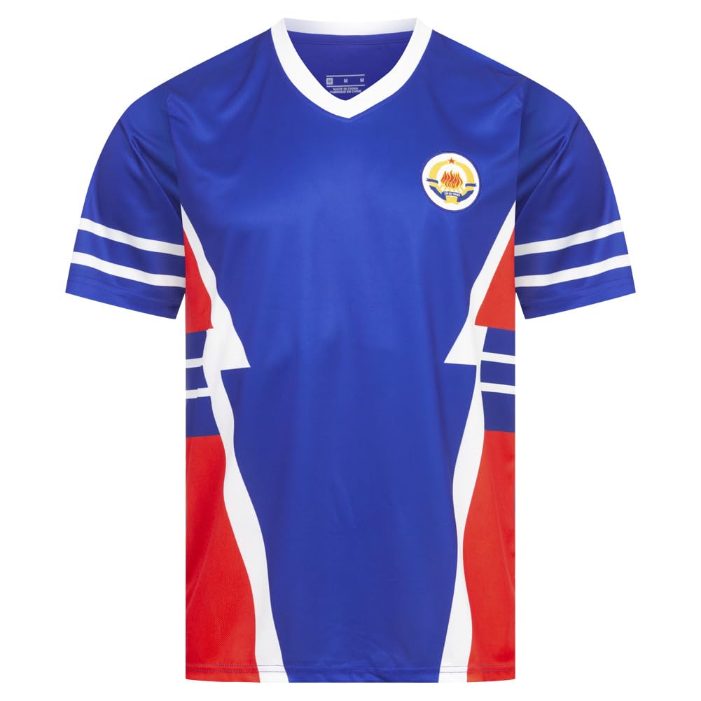 Jelex Men's Yugoslavia Retro History Jersey With Embroidered Logo And Short Sleeves, Nostalgia Design For Football Fans Ideal For Collectors, M