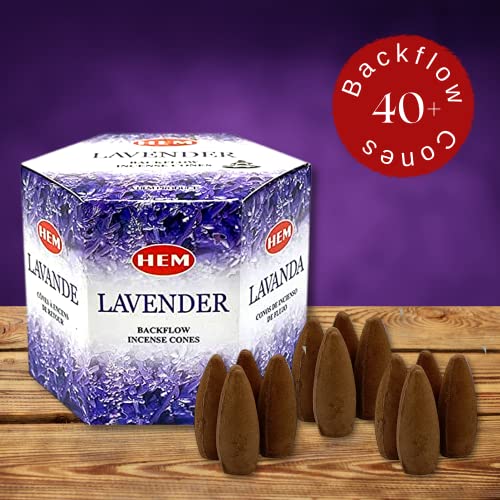 Hem Backflow Lavender Incense Cone - (40 Inscents-Cones Waterfall) - Soft Floral Aroma Incense Cone Lavender | Thick Cloudy Incense Fountain Waterfall, Gift These Hem Incense Cones #TOP2