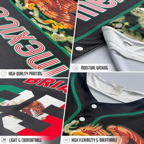 Custom Baseball Jersey–Personalized Team Shirt with Name & Number–Mexican Heritage Theme– Split Green Red Jersey miniatura 6
