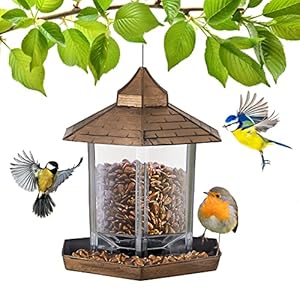 GloBrite Bird Feeder Garden Ornament – Bird Seed Feeder – Hanging Bird Feeder – All Weather Bird Feeders Hanging Feeding…