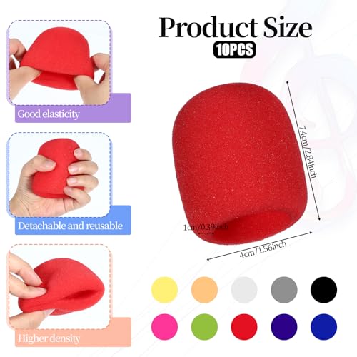 10 Stück Mikrofon Windschutz Mikrofon Schaumstoff Popschutz Mikrofon Bunt Mikrofonabdeckung Handmikrofon Schaumstoff Windschutz für Ktv Bühnenperformance Familienfeier